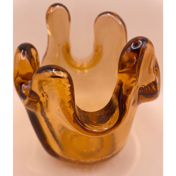 Rare Fire & Light Copper Splash Votive Candle Holder - Recycled Glass-Signed - Picture 11 of 11